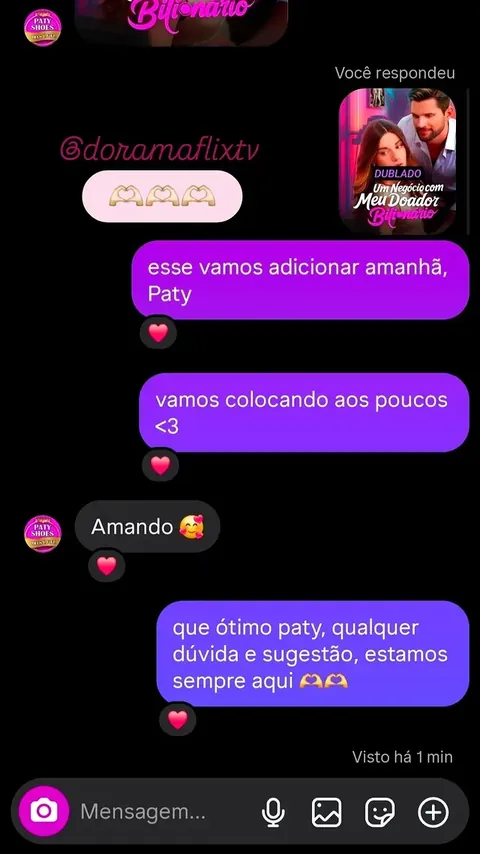 Suporte do DoramaFLIX respondendo uma cliente