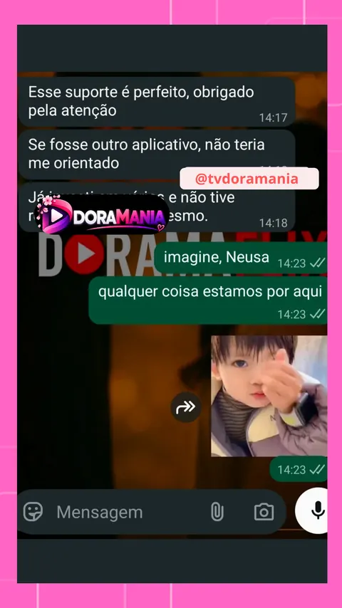 Cliente elogiando o suporte do DoramaFLIX pela atenção no atendimento